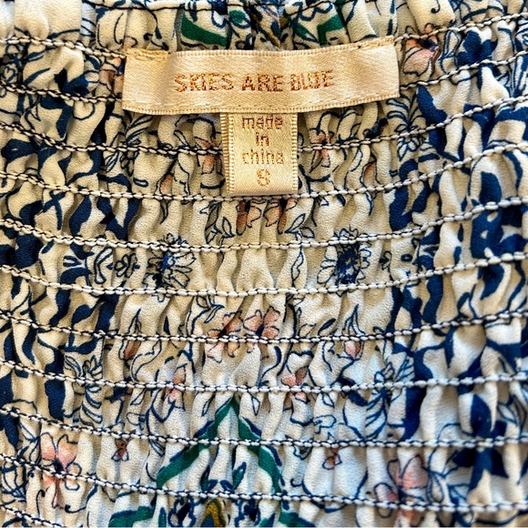 Skies Are Blue Boho Maxi Dress, Lined White Empire Waist Floral Dress, Small - Picture 5 of 9